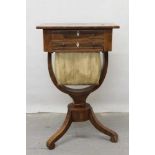 19th century mahogany sewing table on tripod base