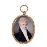 P. G. Dodd (c1800-c.1840) portrait miniature on ivory of a Gentleman in blue coat and white collar,