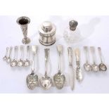 Selection of early 20th century and other miscellaneous silver, including silver mounted cut glass g