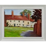 David Britton, contemporary, oil on board - Rowley House Stoke By Nayland, signed, framed, 44cm x 59