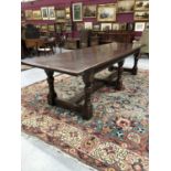 Very large 17th century style oak refectory table and base