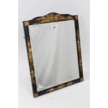 Early 20th century black japanned easel mirror