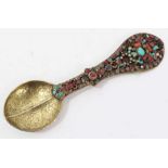 Silver gilt and inlaid spoon