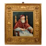After Raphael, 19th century watercolour Pope Julius II, Italian gilt frame by Luigi Marchetti