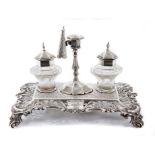 Victorian silver inkstand