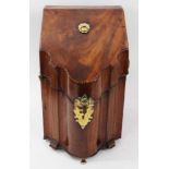 George III mahogany and barber pole strung serpentine knife box