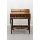 Edwardian rosewood and marquetry inlaid cylinder desk