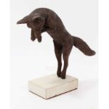 Bronzed figure of a leaping fox, numbered 4/25