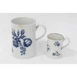 18th century Worcester blue and white porcelain mug and tankard