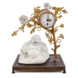 Unusual 19th century French desk clock in the Louis XV style, with ormolu branch on chinoiserie orna