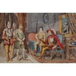 Sidney George Cattermole watercolour depicting 17th century interior scene