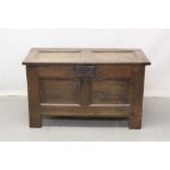 17th century oak coffer, replaced base