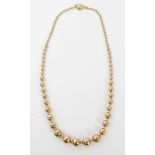 Christian Dior gold plated necklace with graduated beads, 48cm