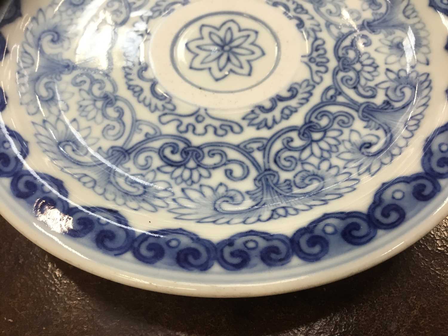 Pair of Chinese blue and white saucer dishes, Qianlong seal mark - Image 9 of 13