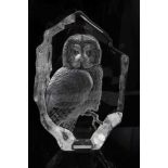 Mats Jonasson Swedish glass intaglio sculpture