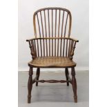 19th century windsor elm elbow chair with hoop back