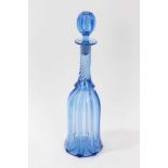 Unusual 19th century blue tinted glass decanter and stopper
