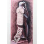 Circle of Henry Moore, pair of mid 20th century watercolours - a sculpture, in glazed frames