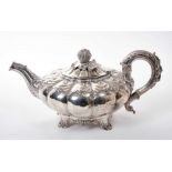 George IV silver teapot of melon form
