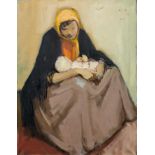English School, mid 20th century, oil on canvas - a Spanish mother and baby, initialled C.S. '52, in