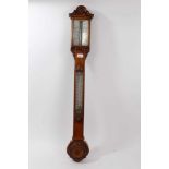 Late Victorian oak carved barometer
