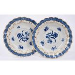 Pair of Caughley blue printed plates, circa 1785, rare impressed Salopian mark