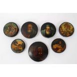 Collection of late 18th/early 19th century painted papier mâché snuff boxes