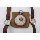 Military pocket watch and two vintage wristwatches