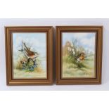 Pair of Boehm painted porcelain plaques of birds numbered from an edition of 50