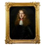 Circle of Peter Lely -portrait of a young Gentleman in armour and lace ruff, later gilt frame