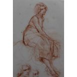Ernest Borough Johnson (1866-1949) sanguine drawing - a seated lady, in glazed gilt frame, 34cm x 21