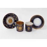 Two 19th century Sèvres-style cabinet cups and saucers with Napoleon I motives, together with a Sevr