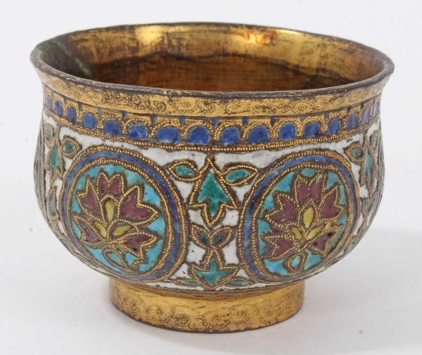 17th/18th century Persian gilt-copper and enamel bowl