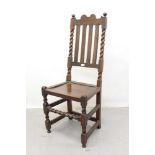 Late 17th century oak high back side chair