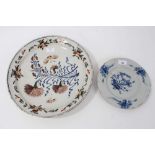 18th century Dutch Delft plate and charger