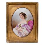 19th century painted porcelain plaque - possibly Queen Victoria