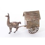 Unusual late 19th century stamp box modelled as hut, pulled by a Llama