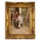 Robert McGregor (1848-1922) oil on canvas - grandmother and child, signed, in gilt frame, 33cm x 24c