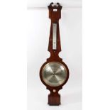 George IV rosewood banjo barometer thermometer with silvered dial signed Walsh, Reading, 110cm high