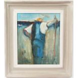 Will Roberts - Farmer pausing, oil on canvas signed inscribed and dated 96
