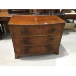 Victorian mahogany bowfront chest of three drawers on bracket feet