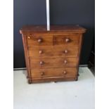 Victorian mahogany chest of two short and three long drawers H105cm W104cm D48cm