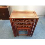 Good quality Chinese hardwood nest of four tables (largest is 50cm x 35cm)