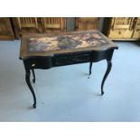 Edwardian mahogany side table with shaped top single drawer below on carved cabriole legs together w