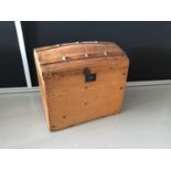 Victorian pine domed top trunk H63cm W68cm D48cm