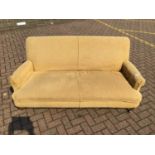 Old two seater sofa with removable cover modern turned front legs and low scroll arms H80cm W180cm D