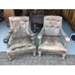 Pair of 19th century Gillows armchairs H85cm W65cm D80cm