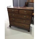 George III mahogany chest of two short and three long drawers on bracket feet H121cm W125cm D56.5cm