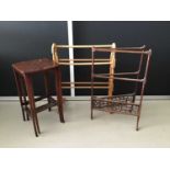 Edwardian mahogany inlaid nest of two table together with two towel rails