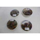 Four Prattware pot lids including Transplanting Rice and IL Penseroso